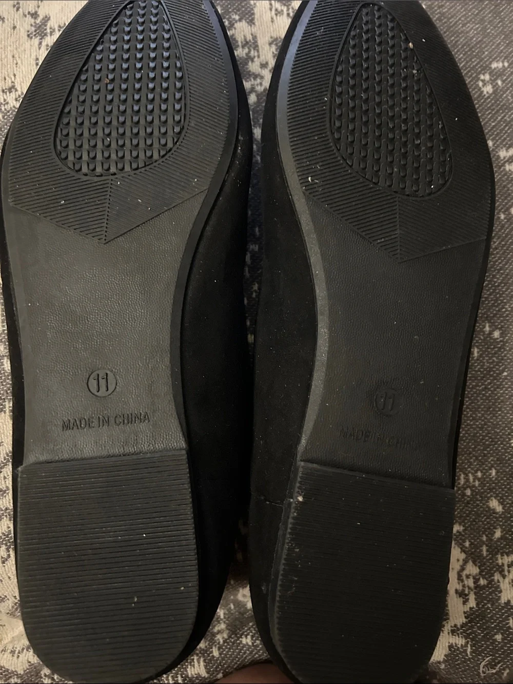 AFEETSING Black Round Toe Ballet Flats with Bow size 11 GUC